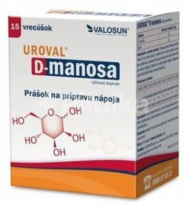 UROVAL D – manosa prášok na prípravu nápoja, vrecúška 15ks