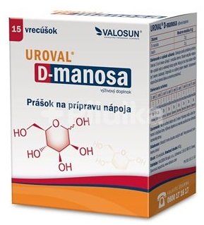 UROVAL D – manosa prášok na prípravu nápoja, vrecúška 15ks