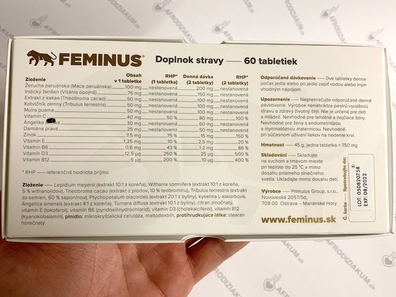 Feminus informácie o zložení a dávkovaní